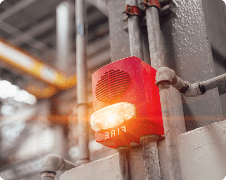 Red emergency fire alarm box