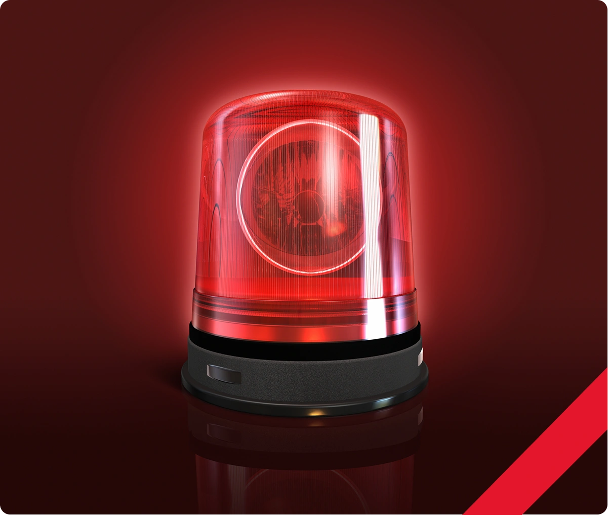 Rotating red beacon alarm signal