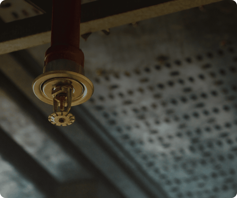 Close-up of ceiling fire sprinkler