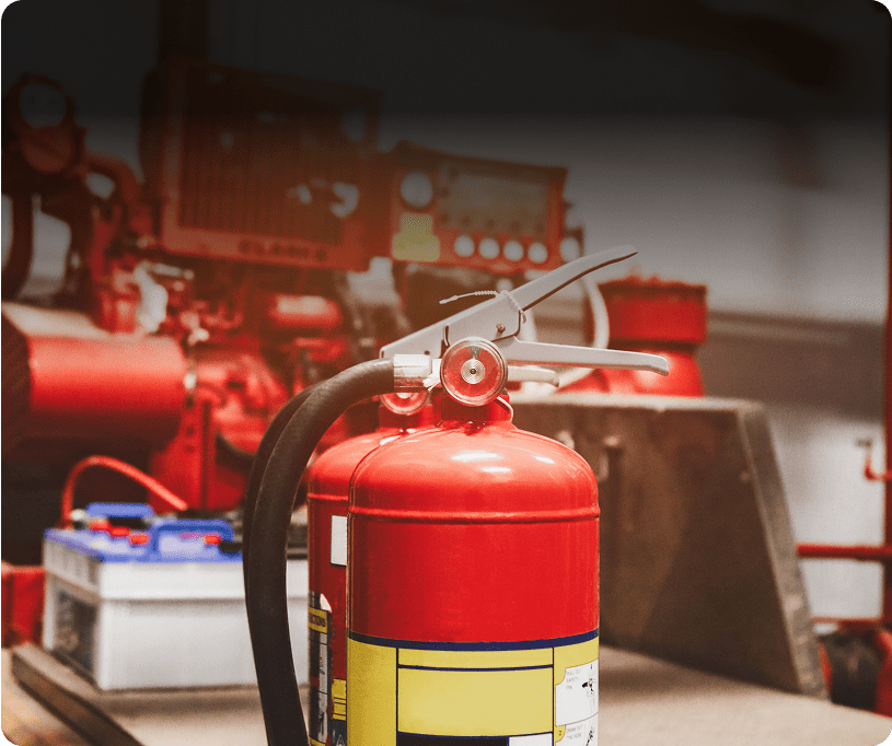 Fire safety equipment in workshop