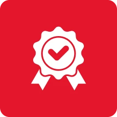 Certificate ribbon on red background